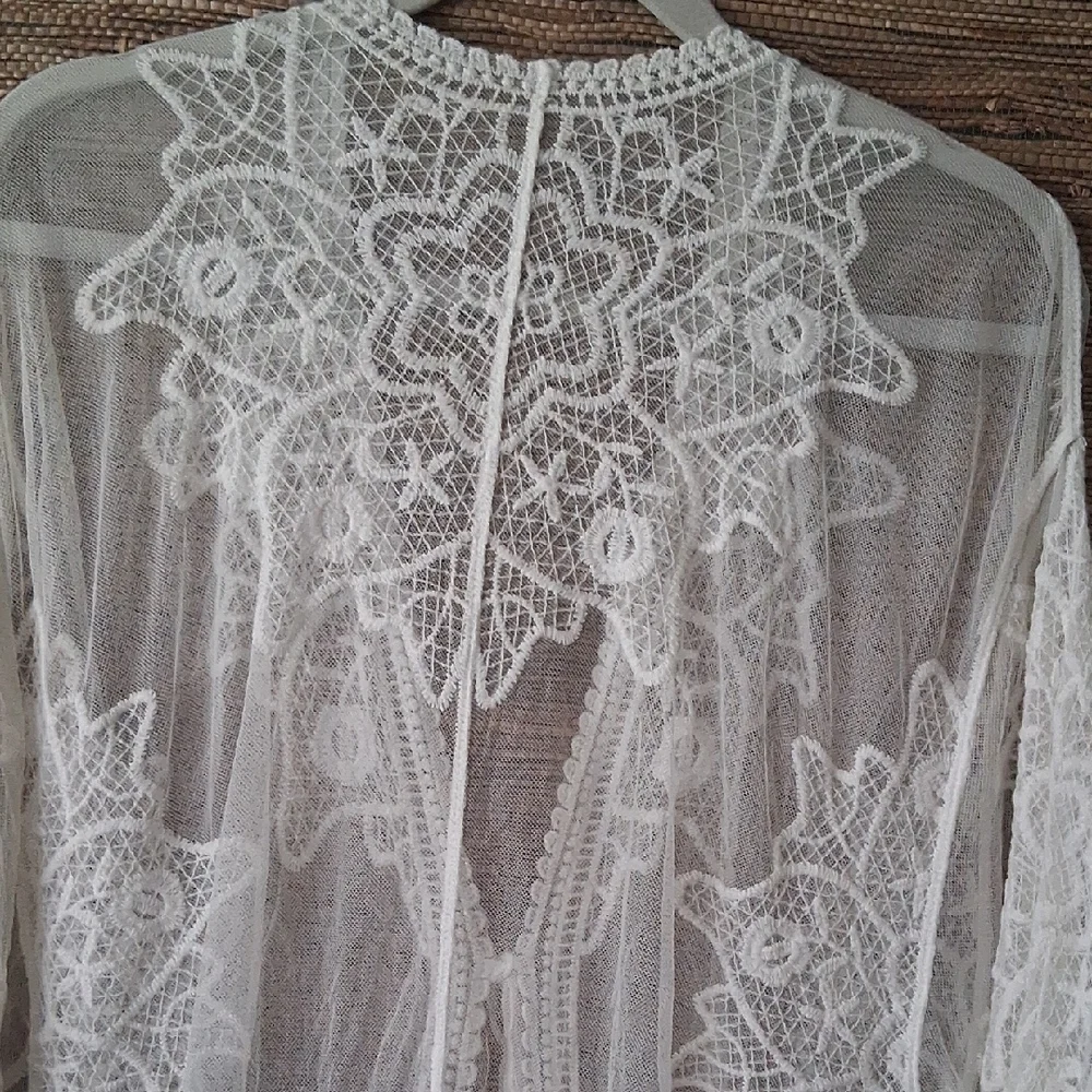 Boho Lace Kimono – Ombre Blue Fade & Romantic Lace - Picture 10 of 10